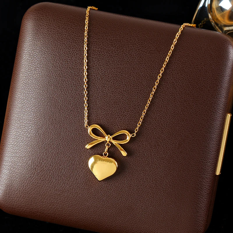 GANEMLY 316l Stainless Steel Metallic Gold Color Sun Pendant Necklace Women Chic Romantic Waterproof Neck Chain Jewelry Gift