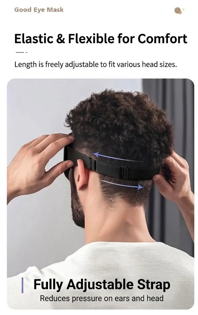 1 Pack Unisex Sleep Mask, 3D Light Blocking Eye Mask, Breathable Soft Comfortable Polyesterfor Travel-Adjustable Night Masks