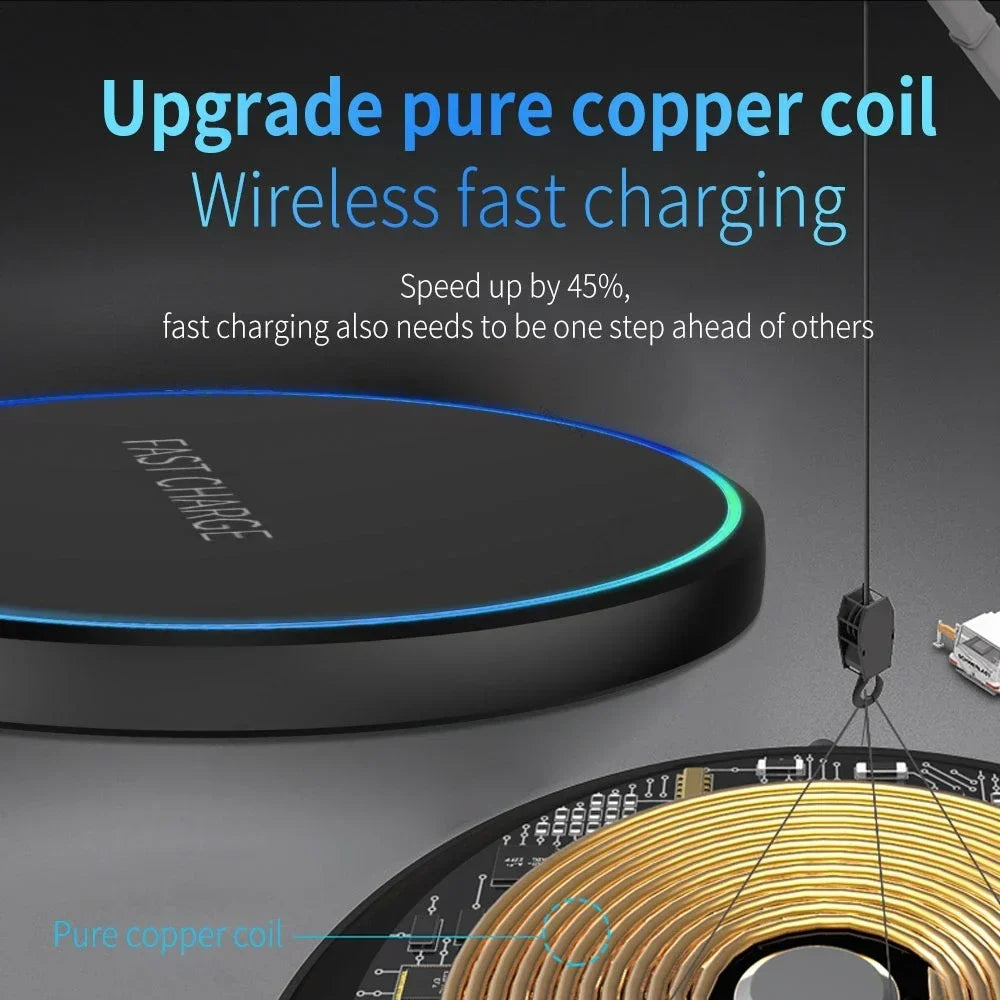Mini Wireless Charger Pad LED Light Stand For iPhone 17 16 15 14 13 12 Samsung S25 S24 SXiaomi AirPos Pro Fast Charger tation