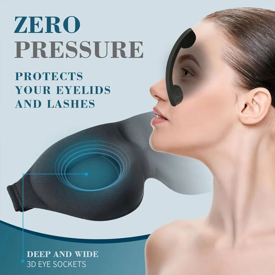 Unisex 3D Contoured Sleep Mask, Groove Molded Design Memory Foam Light Blocking Eyemask, Soft Comfortable for Travel Yoga Nap