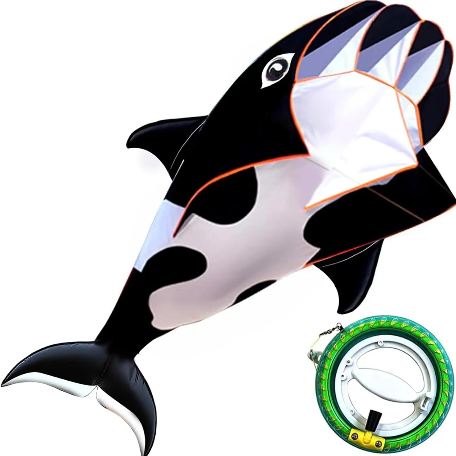 New Arrive  Outdoor Fun Sports Single Line 57Inch Black Software Whale/ Dolphin Kite / Animal Kites With 14cm Wheel Good Flying