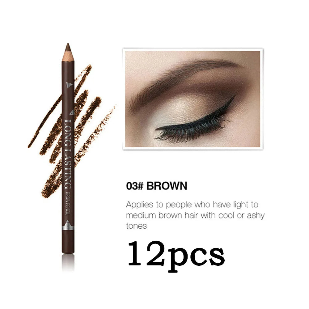 6pcs MENOW 3 colors Long Lasting Waterproof  Eyebrow Pencils Double Use Wooden Pole Eyeliner Permanent Makeup Tattoo Accessories