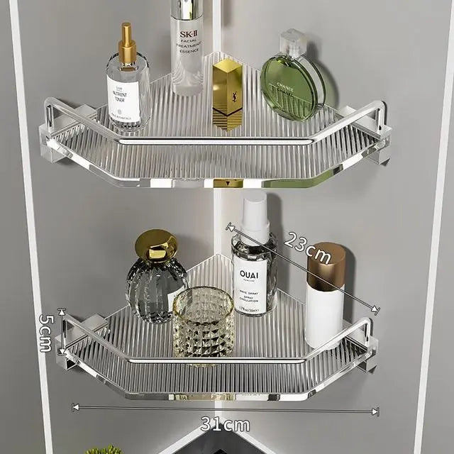 Acrylic Bathroom Tripod Shelf Light Luxury Golden Silver Toilet Rack Shower Room Shampoo Storage Rack Accessories Shelf