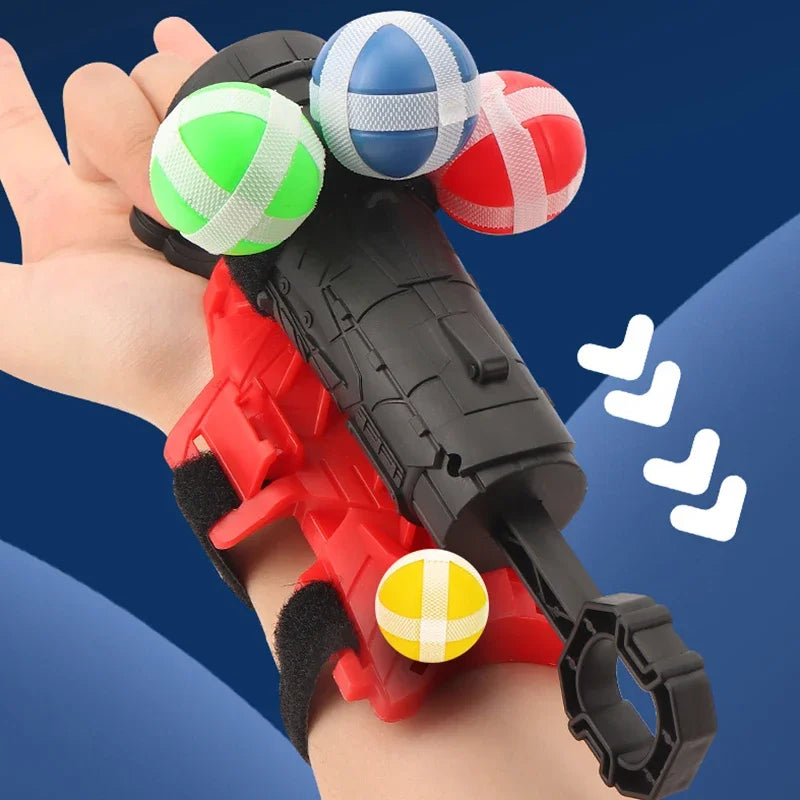 Cartoon Sticky Ball Guns Wrist Catapult Throw Dartboard Target Shooting Launcher