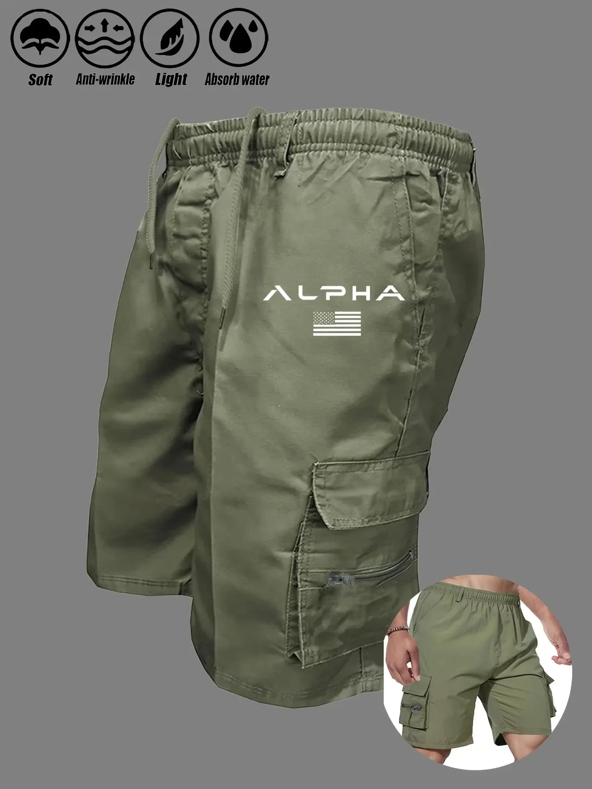 American Flag Printed Cargo Shorts Independence Day Eagle Shorts
