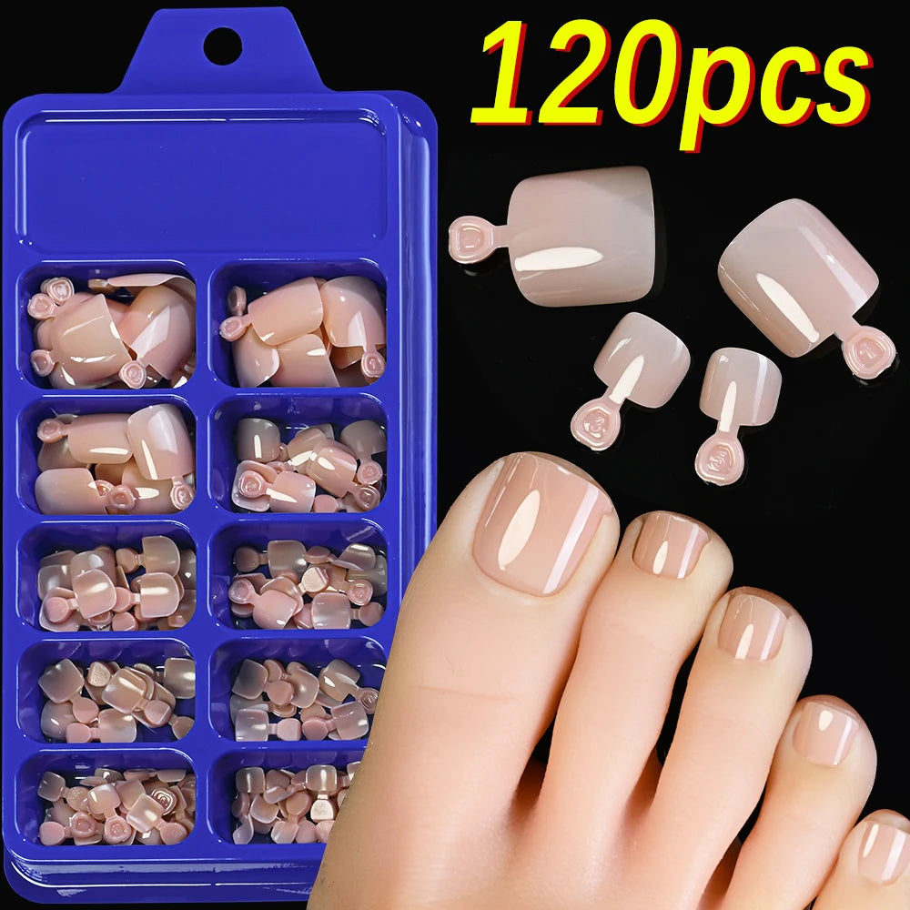 120/100Pcs Almond Fake Nails Extension Wearable Full Cover False Nail Solid Color Mid-length Stiletto/Square Press on Nails