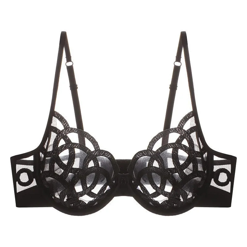 CINOON French Transparent Bra Lace Sexy Temptation Underwear Women Ultra Thin