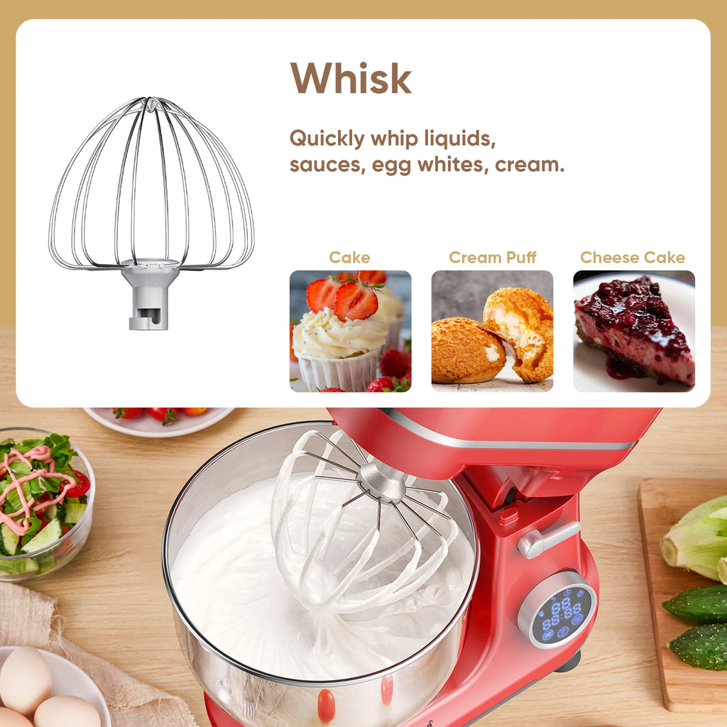 BioloMix Kitchen Food Stand Mixer, 1200W 11-Speeds DC Motor, Digital OLED Screen