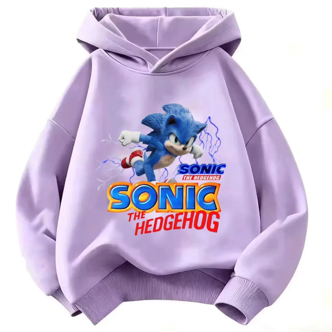 2026 Kids Thick Hoodie with Cute Sonic Anime Pattern