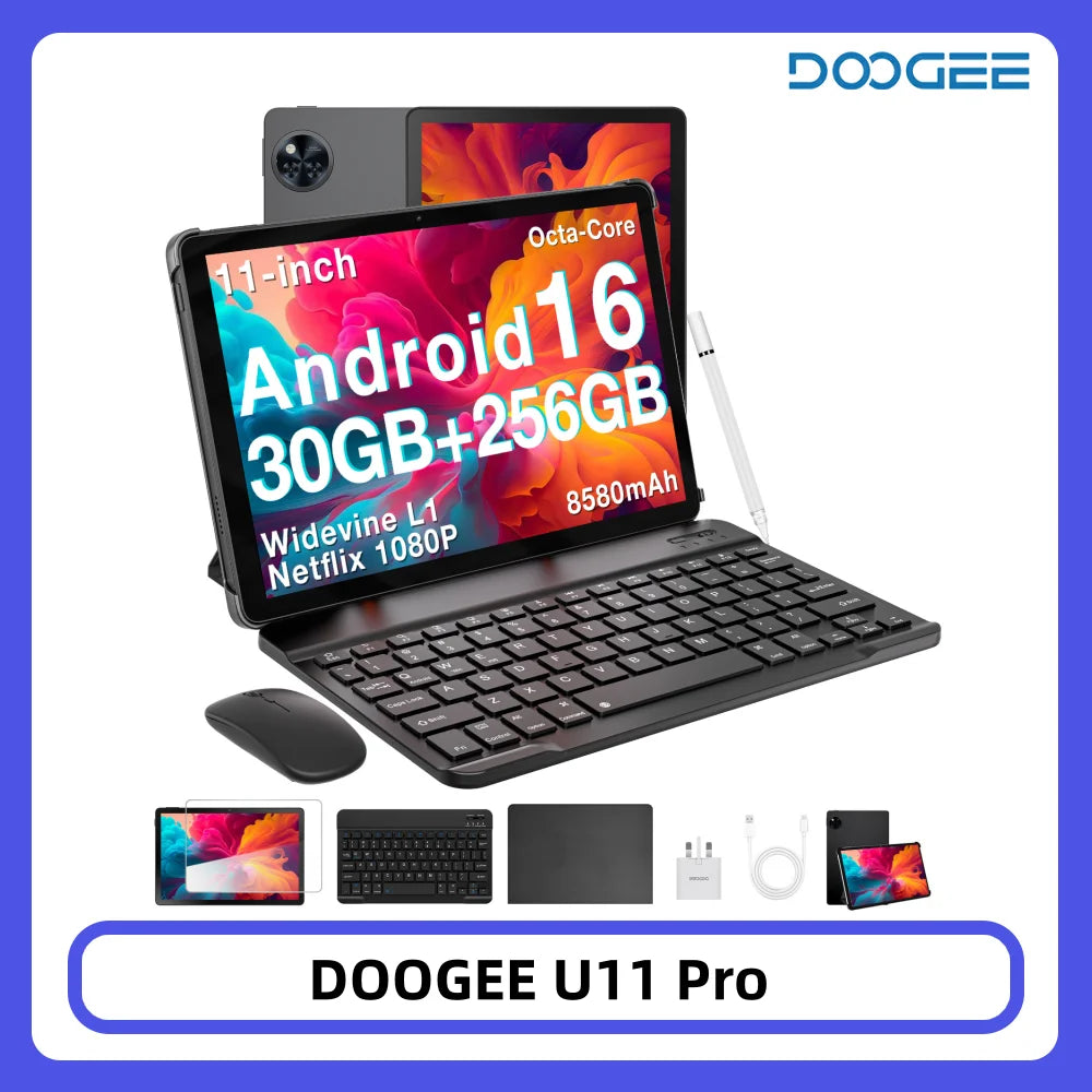 DOOGEE U11 Pro Tablet 30GB 256GB 11" HD 90Hz Display 8580mAh Battery