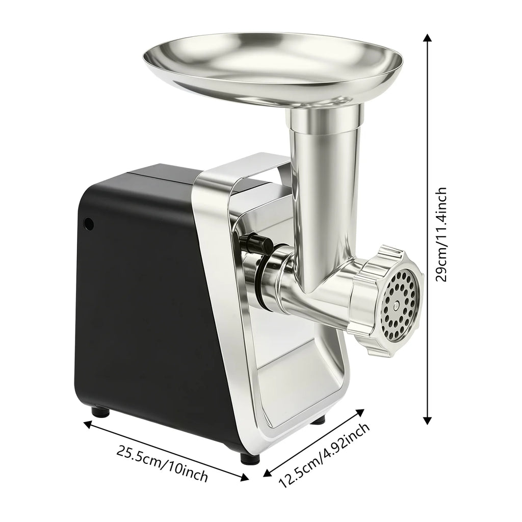 Electric Meat Grinder 250W 230RPM with 3 Cutter Heads and Sausage Attachment