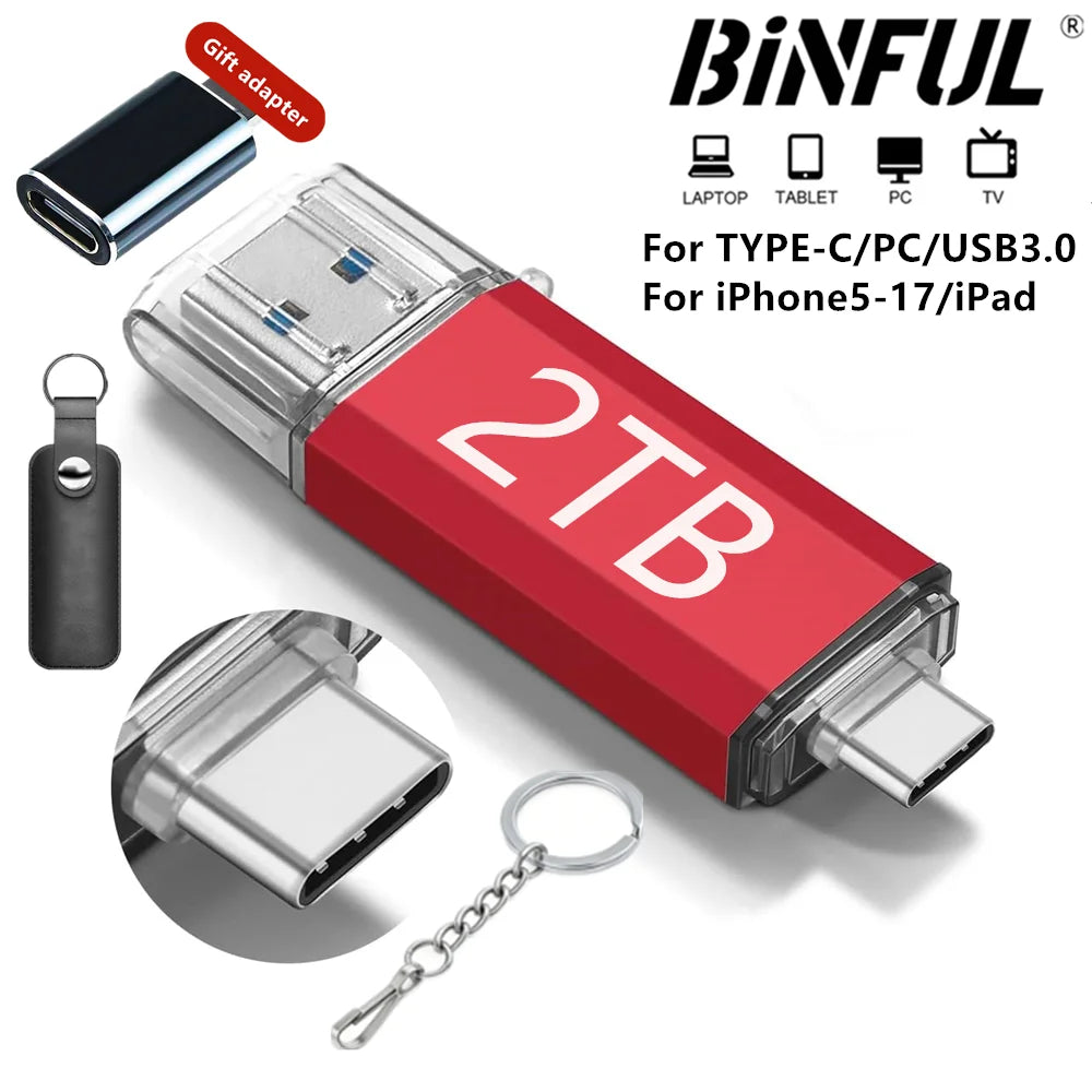 512GB OTG USB Flash Drive USB 3.0 Type C For iPhone ipad 128GB 256GB Pendrive Samsung Huawei Xiaomi Android Laptop Memory Stick