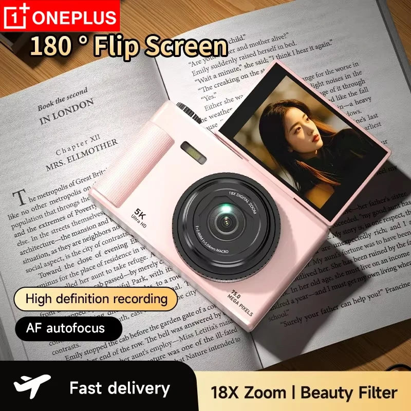 OnePlus Digital Camera 180° Flip Screen 5k Video Vlog Camera 75mp