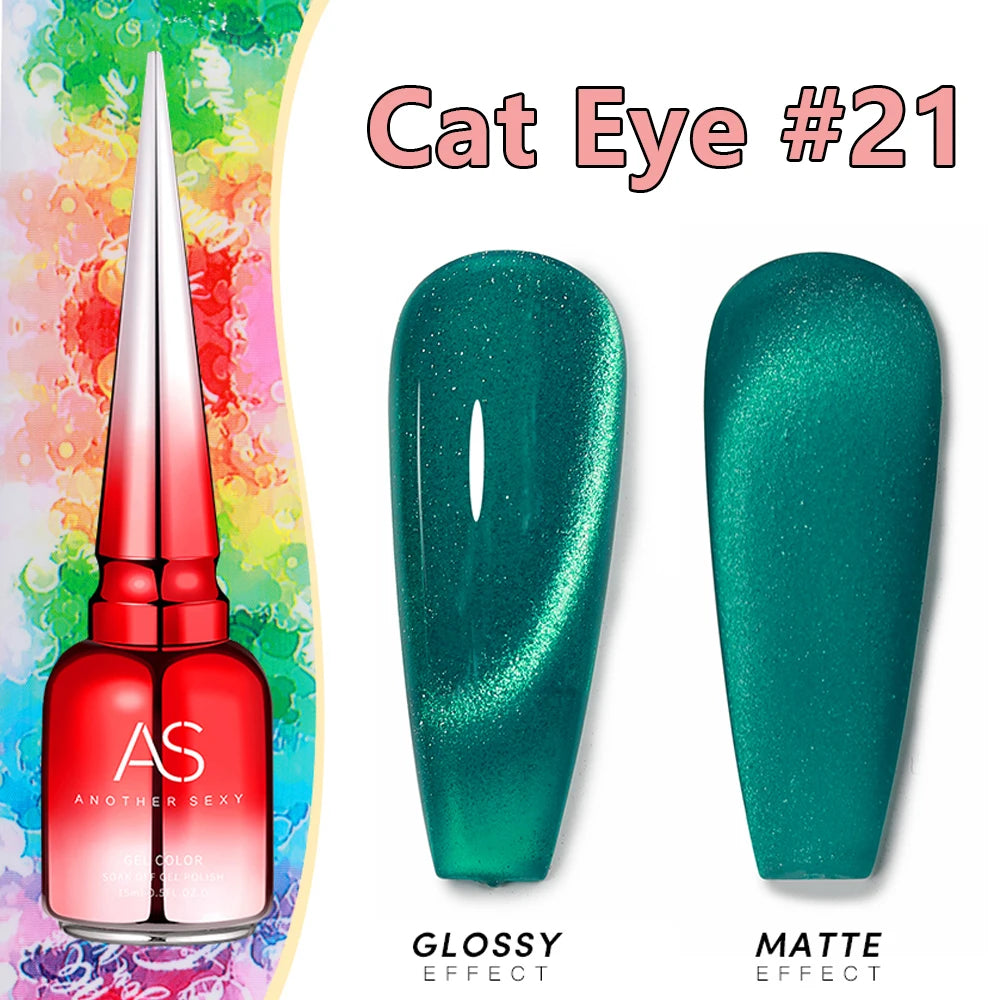 AS 15ml Cat Magnetic Gel Nail Polish Cat Eye Glitter