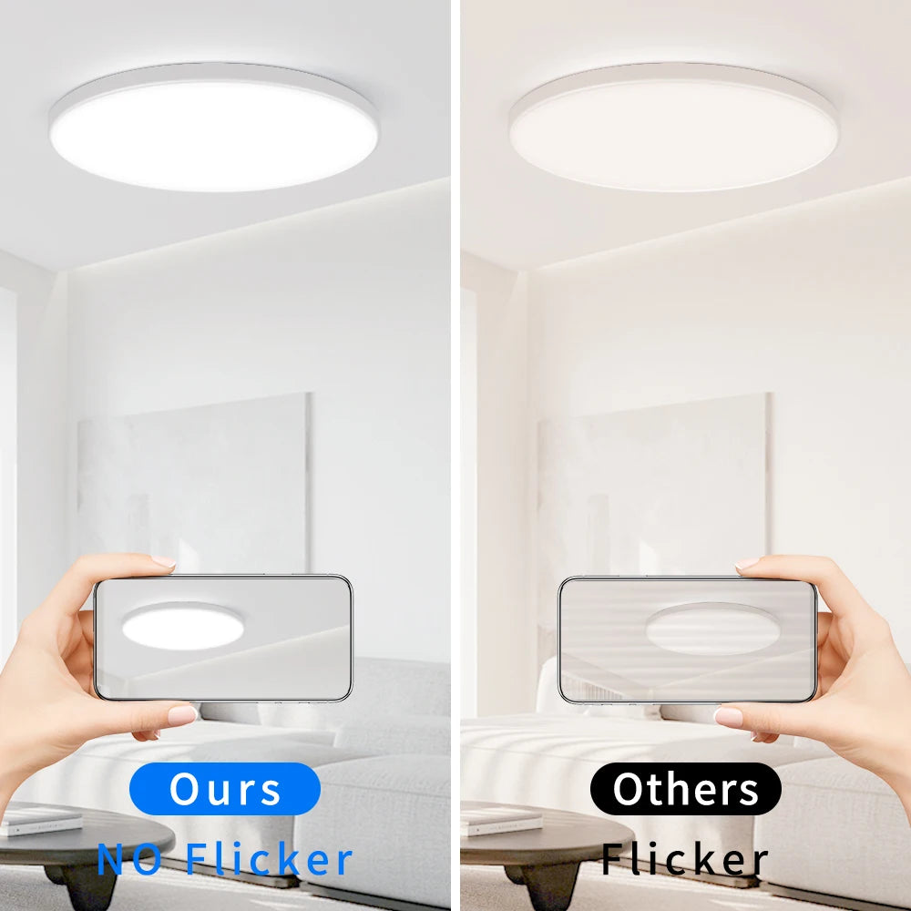 Modern 30W LED Ceiling Light Ultra Thin Acrylic Shade Remote Control