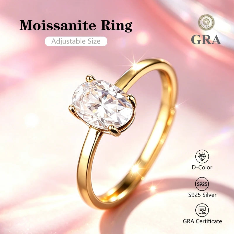 0.5-2.0 Carat Emerald Cut Moissanite Ring S925