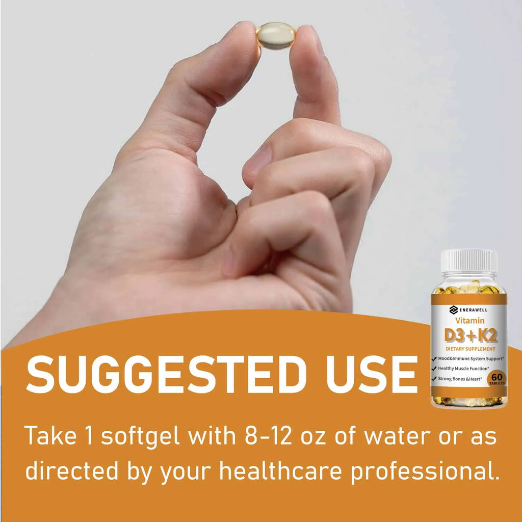 Vitamin D3 K2 Capsule - 20,000 IU Vitamin D3 Supports Bone & Teeth Health, Calcium Metabolism