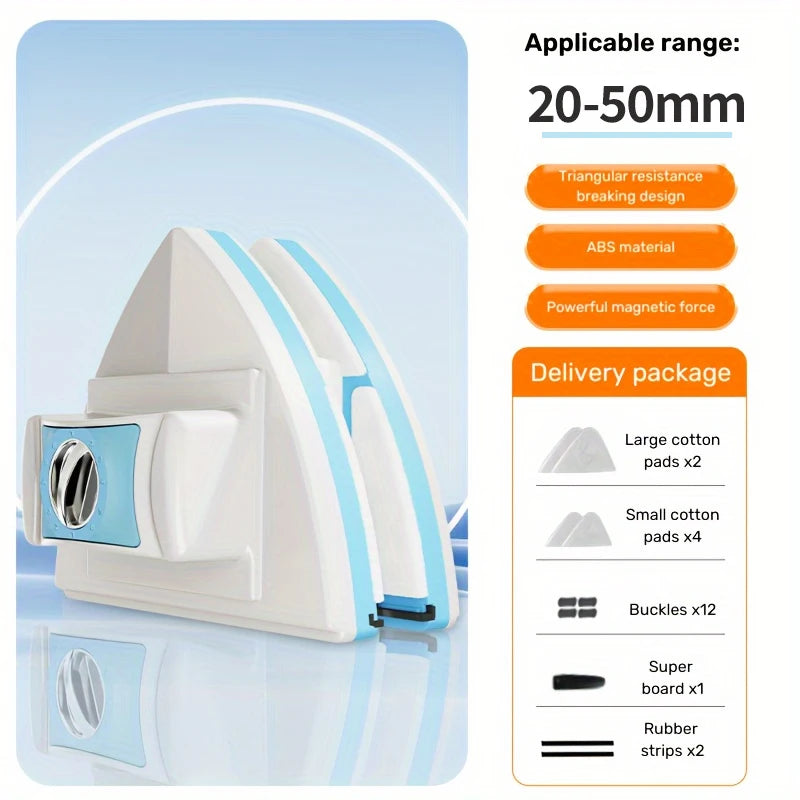 6-Speed Adjustable Magnetic Window Cleaner Double-Sided Glass Wiper with Built-in Water Tank Automatic Spray Window Cleaning