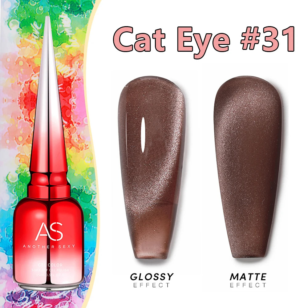 AS 15ml Cat Magnetic Gel Nail Polish Cat Eye Glitter