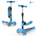 Sejoy Kick Scooter for Kids with 3-Wheeled Adjustable Lean-to-Steer Handlebar Foldable Seat - Sit or Stand Ride with Brake