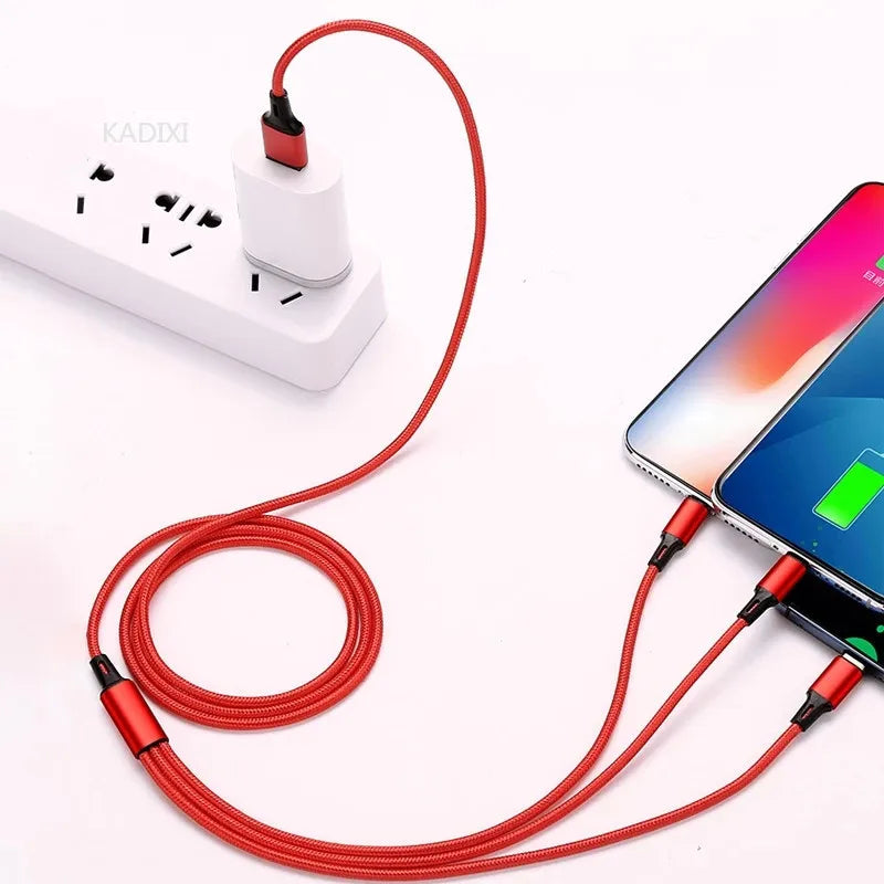 KADIXI 3 In 1 USB Fast Charging Cable Type C Micro IOS
