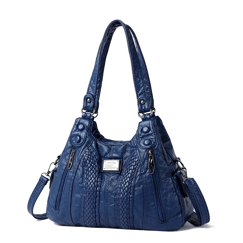 Women's retro crossbody bag, large capacity convertible shoulder bag and handbag, synthetic leather with zipper, suitable for da