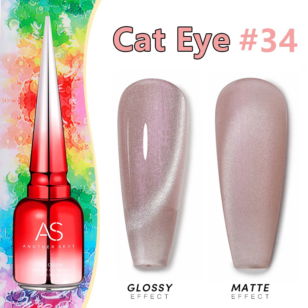 AS 15ml Cat Magnetic Gel Nail Polish Cat Eye Glitter