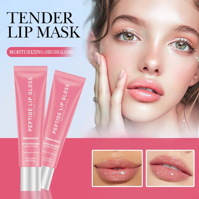 Amococo 2pcs Plumping Peptide Lip Oil 6 Colors Tinted