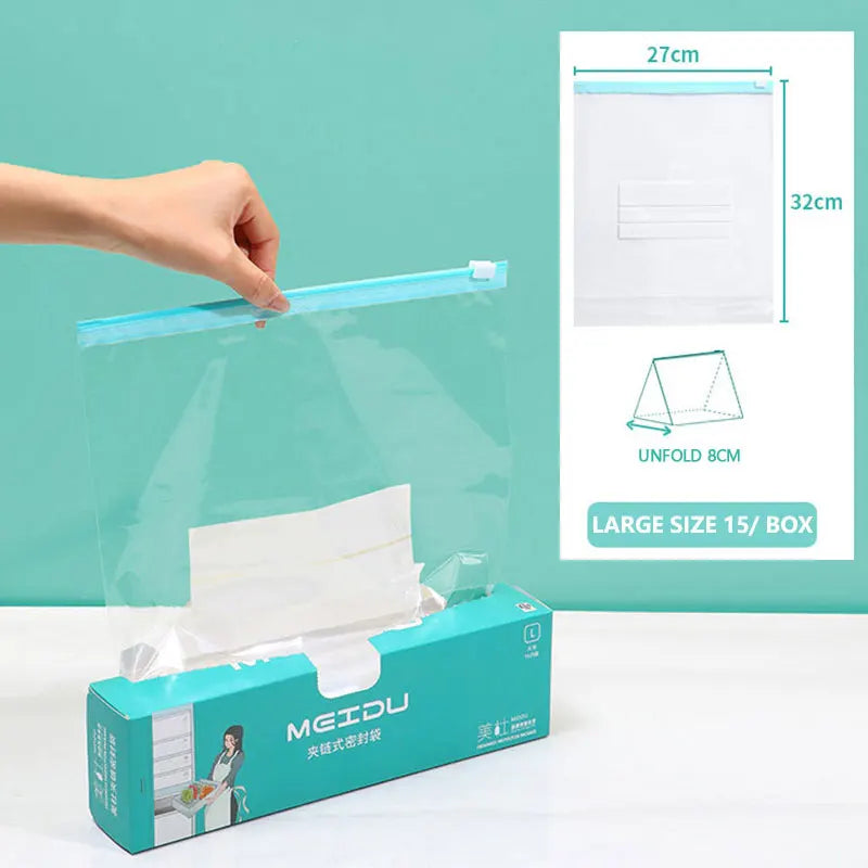 Reusable Zipper Bag Stand Up Zip Shut Plastic Freezer Bag Fruit Vegetable Ziplock Kitchen Food Storage Organizer Pouch
