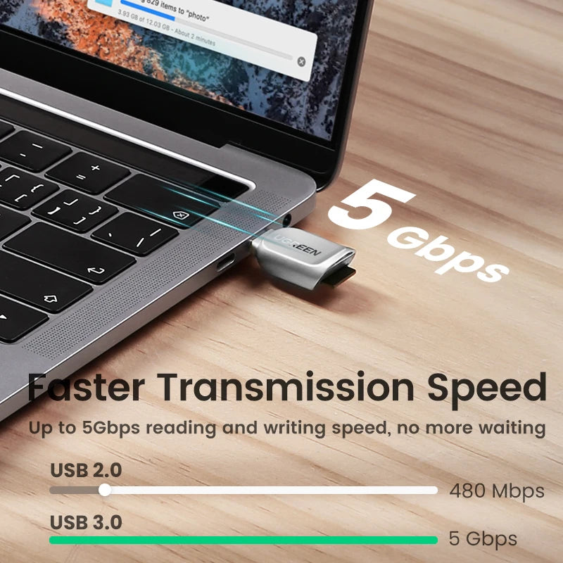 UGREEN Card Reader USB-C to Micro SD TF Card OTG Adapter for Laptop PC Tablet Phone