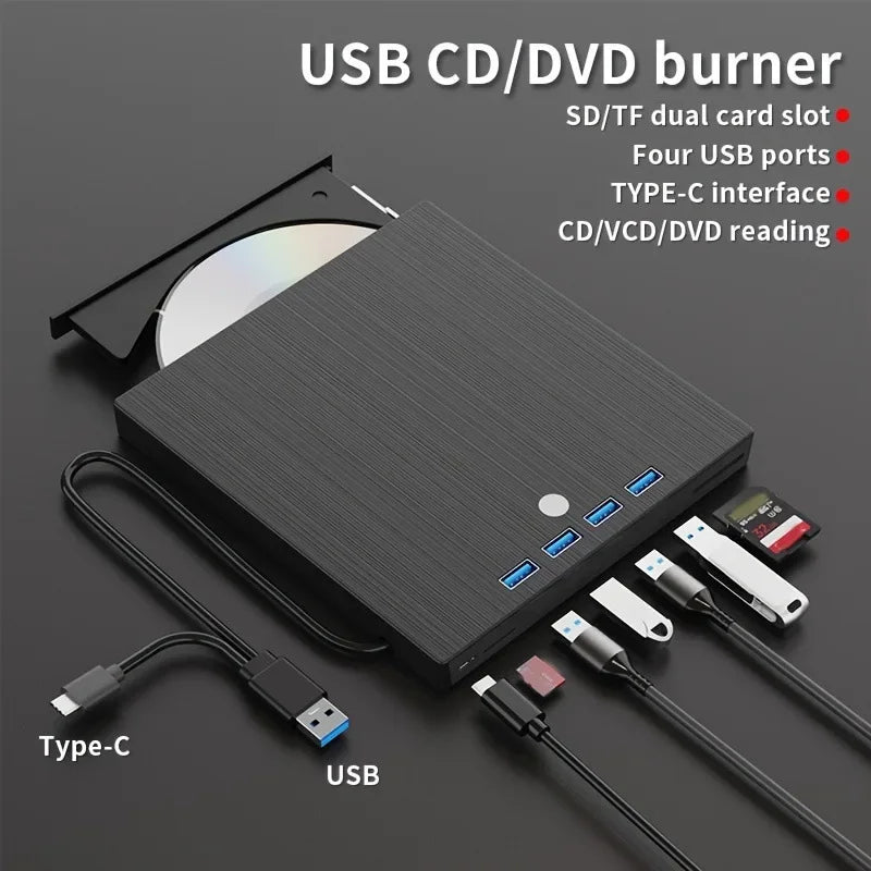 7 In 1 USB3.0&Type C CD DVD Recorder Player Writer External