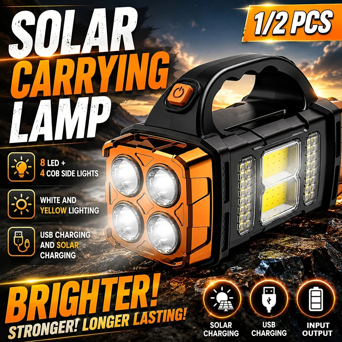 USB Rechargeable LED COB Flashlight Waterproof Portable