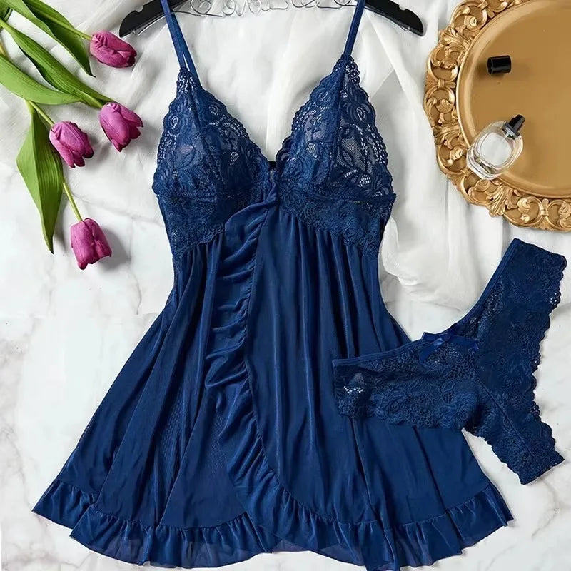 Tulle Suspenders Exquisite Women's Lencerias Lace V-Neck Underwear