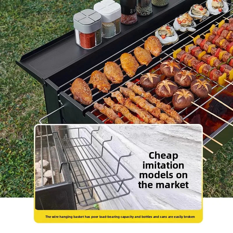 Portable Outdoor Charcoal Folding Stainless Steel Thickened BBQ