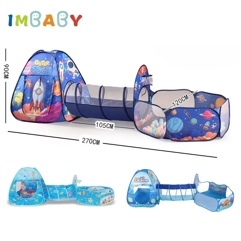 IMBABY NEW 3 In 1 Baby Balls Pool & Toy Tent & Crawling Tunnel Home Baby Playground Foldable Ball Pit Game Tent for Child