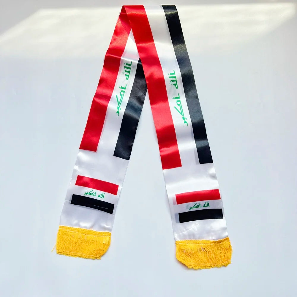 2026 USA MexicoNetherlands scarf flag  14x135cmDouble-sided Printed Satin Iraq  Haiti France scarf flag