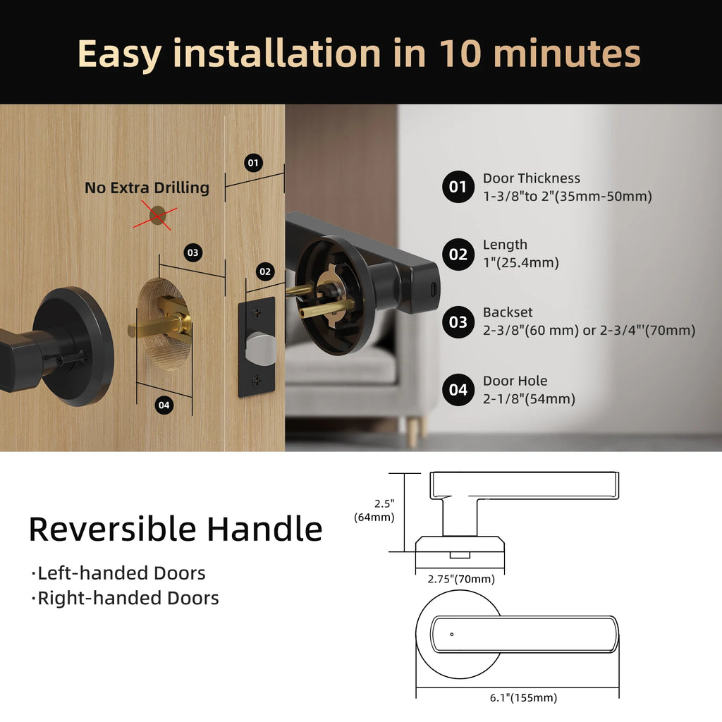 Viladepot Smart Lock Fingerprint, Passcode, Card, App Control