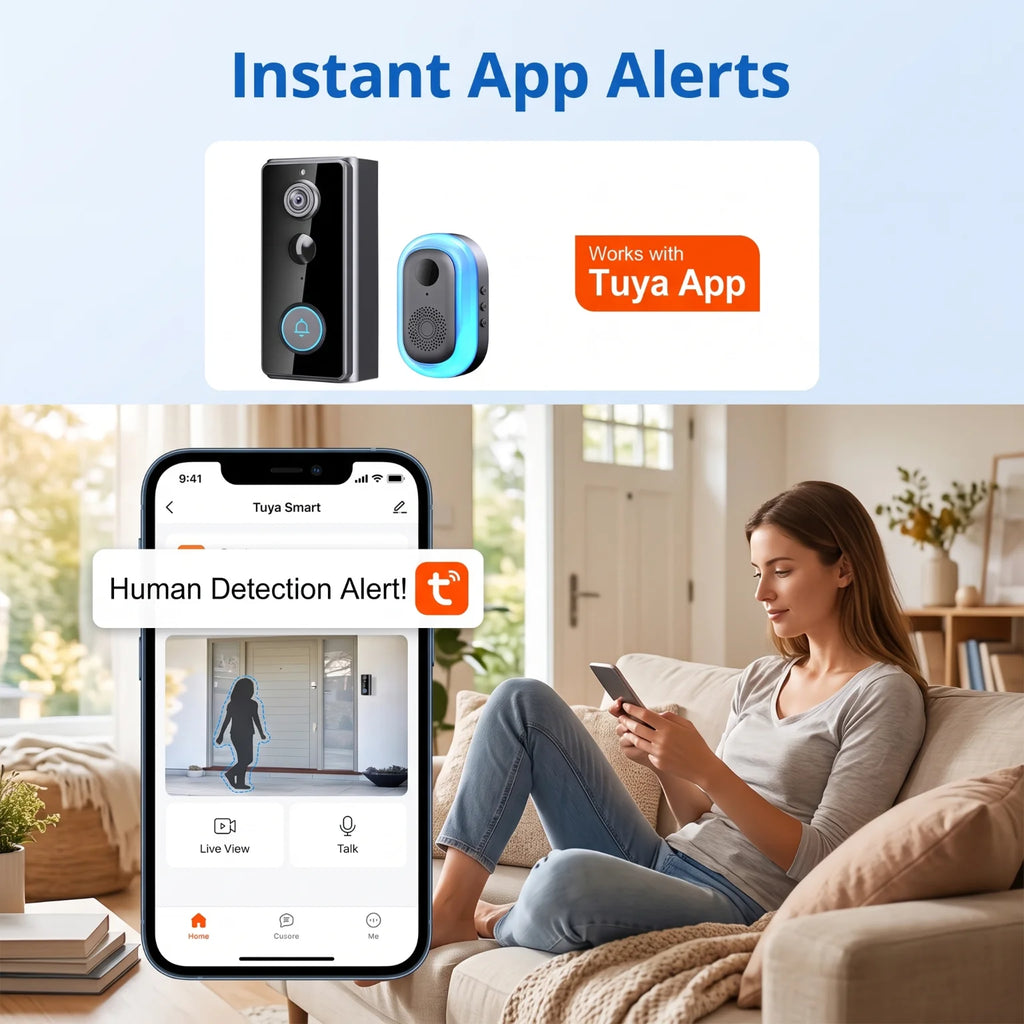 Tuya Smart WiFi Video Doorbell Camera with Indoor Ding Dong Chime 1080P