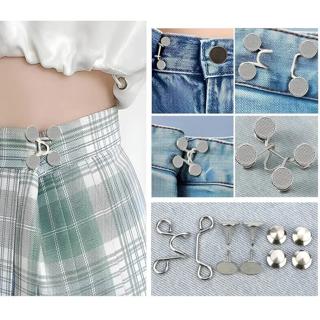 6-Piece Silver Seamless Imitation Denim Waistband Tightener