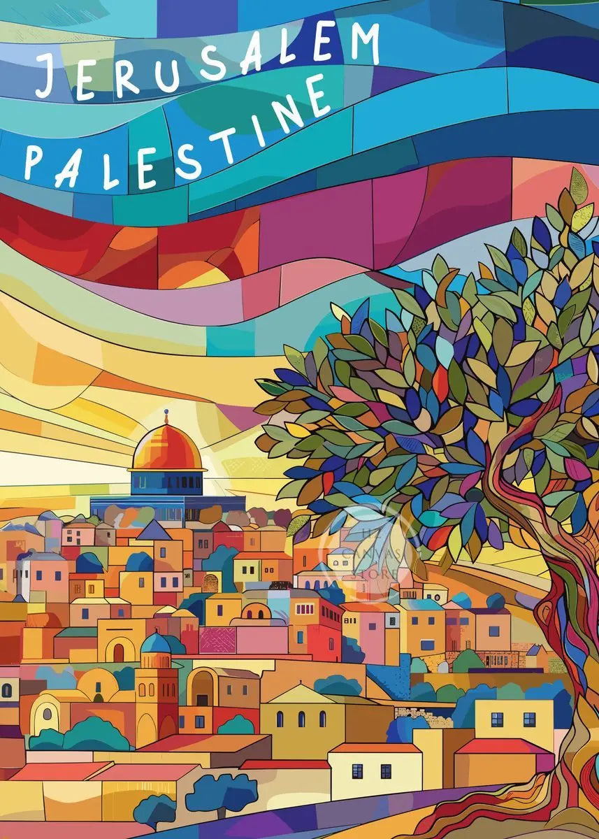 Jerusalem Palestine Travel Poster Religious Shrines Mosque Prints Canvas Painting Wall Art Pictures for Living Room Home Decor