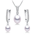 YWYC Horseshoe 8-9mm Rice Freshwater Pearl Earrings&Necklaces