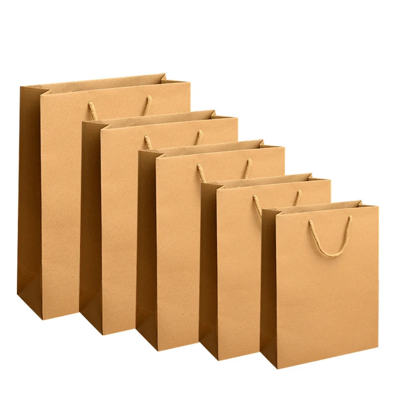 10Pcs Paper Bag Custom Gift Handbag Clothing Store Handbag Printed Logo High-End Kraft Paper Shopping Large Thickened Packaging
