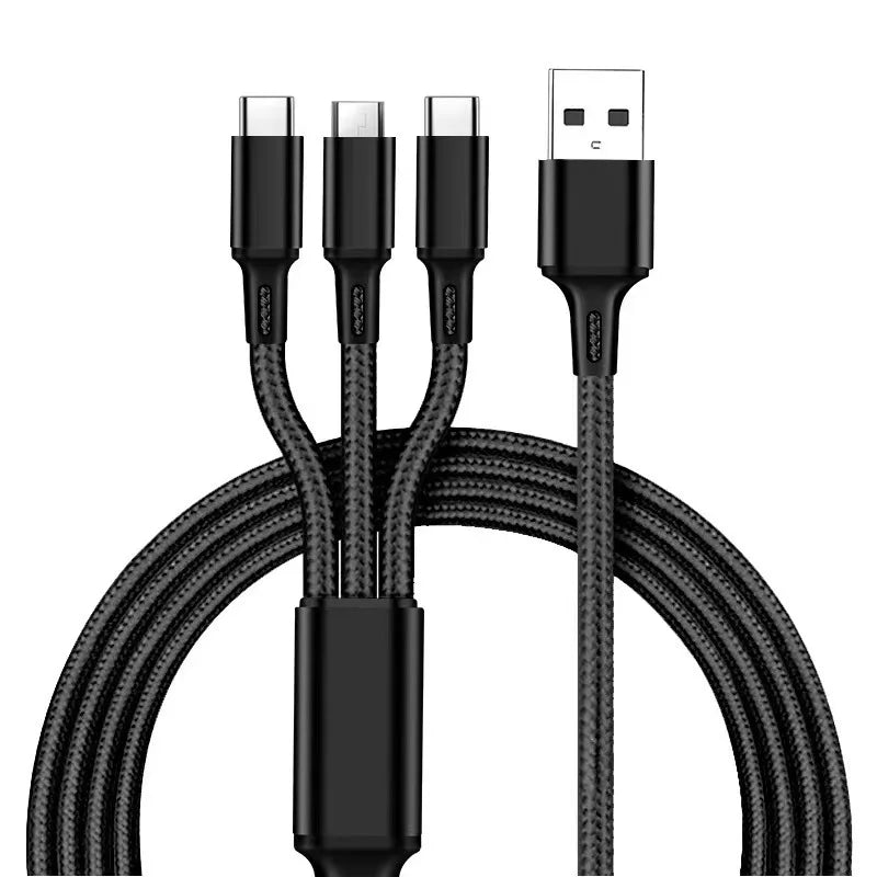 3 In 1 USB Fast Charging Cable 1.2M Type C Micro IOS Multi Charger Cable for iPhone Huawei Samsung Nylon Braided Cord