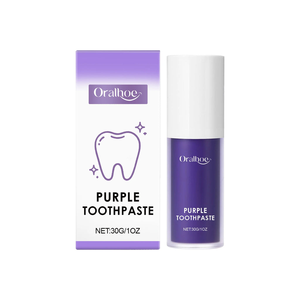 Purple Teeth Whitening Combo Kit – Stain Removing Strips & Colour-Correcting Serum 30-Min Fast Brightening