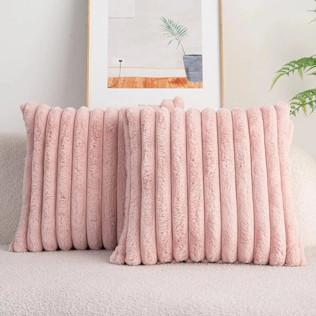 40x40 45x45 Faux Rabbit Fur Square Cushion Cover New Big