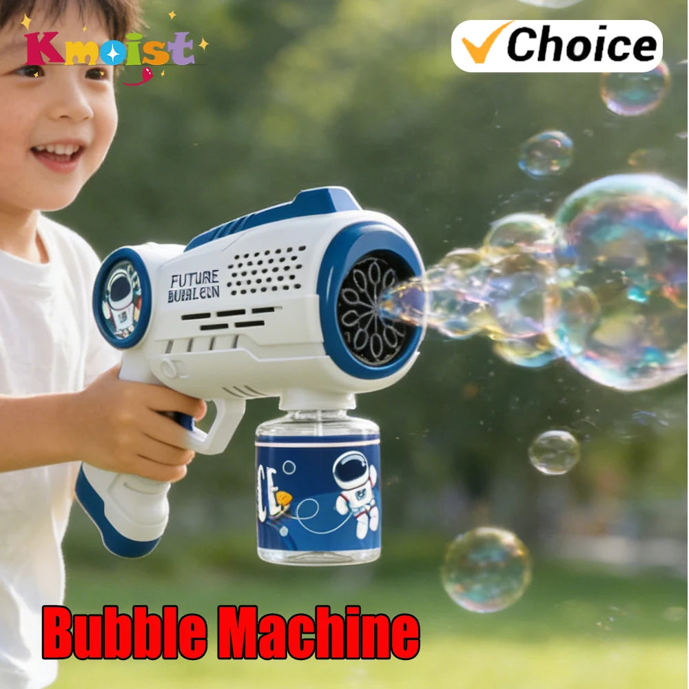 Automatic Bubbles Gun Astronaut Electric Soap Bubble Machine with Light Beach Outdoor Game Toys for Children Kids Birthday Gifts
