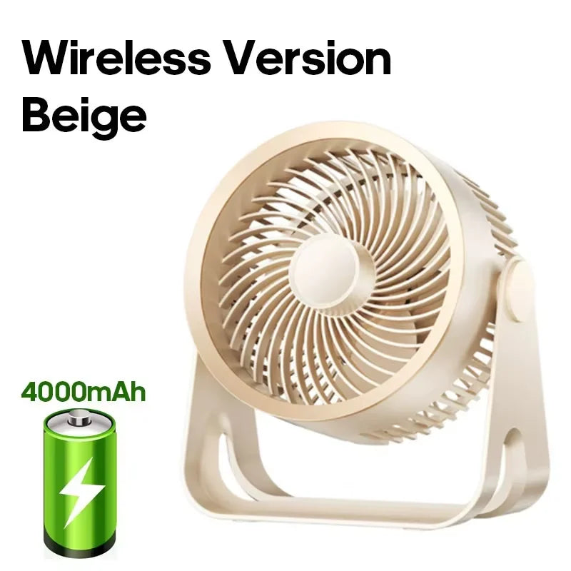 4000mAh Electric Fan Portable Cordless Air Circulator Desktop Wall Mount Ceiling Fan Air Cooler Home Silent Ventilation Fan