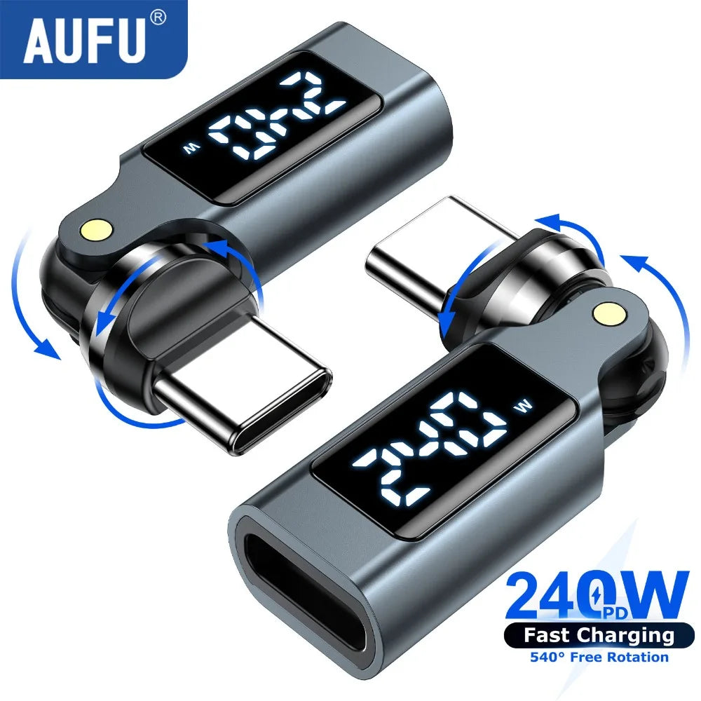 AUFU 240W 5A Type C Adapter USB C to Type-C Digital Display Female Convertor