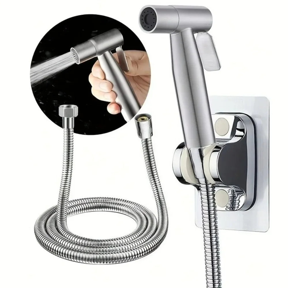 3Pcs Stainless Steel Bidet Sprayer High Pressure Handheld Adjustable for Personal Hygiene Pet Bathroom Shower Set