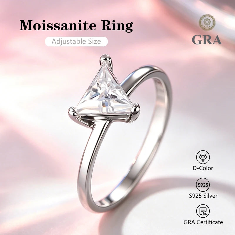 0.5-2.0 Carat Emerald Cut Moissanite Ring S925